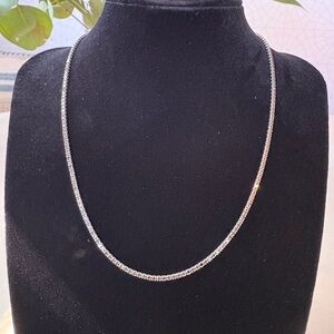 Sterling 925 Tennis Necklace w Black Stones